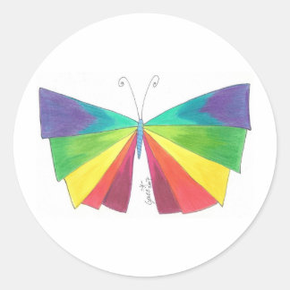 Pegatina Redonda Arcoiris mariposa