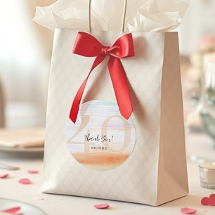 Pegatina Redonda Arcoiris moderno artístico gracias cumpleaños