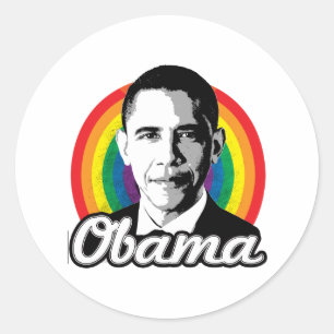 Pegatina Redonda Arcoíris Obama - Política LGBT -