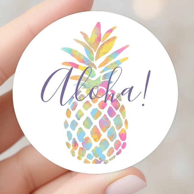 Pegatina Redonda Arcoiris Pineapple Tropical Personalizado (Subido por el creador)