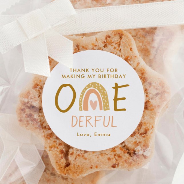 Pegatina Redonda Arcoiris Primer Chica de cumpleaños gracias (Subido por el creador)