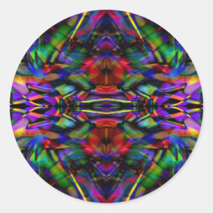 Pegatina Redonda Arcoiris Resumen arte fractal