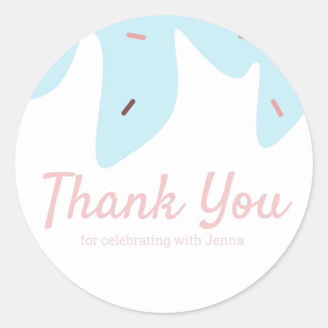 Pegatina Redonda Arcoiris Rociando Helado Crema Pastel de helado Ro (Anverso)