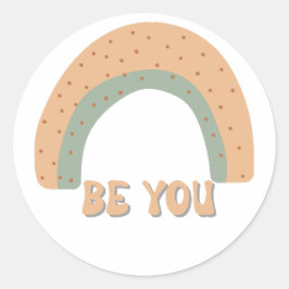 Pegatina Redonda Arcoiris Siéntete como si te amaran las citas