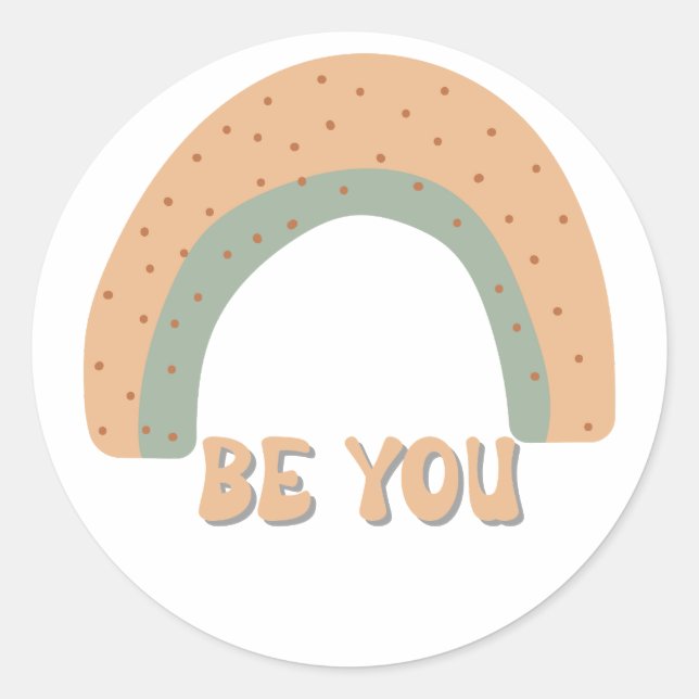 Pegatina Redonda Arcoiris Siéntete como si te amaran las citas (Anverso)