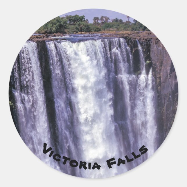Pegatina Redonda Arcoiris sobre cataratas Victoria - Zimbabue, Áfri (Anverso)