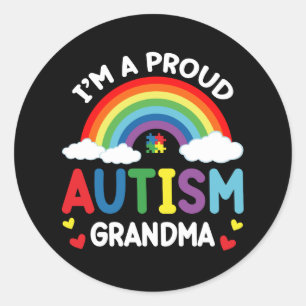 Pegatina Redonda Arcoiris: Soy un autismo orgulloso...
