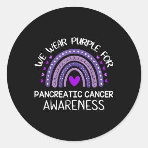 Pegatina Redonda Arcoiris Usamos Púrpura Consciente Del Cáncer Panc