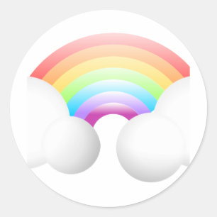 Pegatina Redonda Arcoiris y nubes