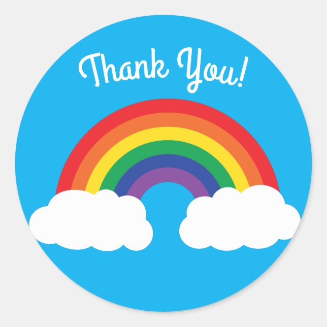 Pegatina Redonda Arcoiris y nubes adormecidas Fiesta de primer cump (Anverso)