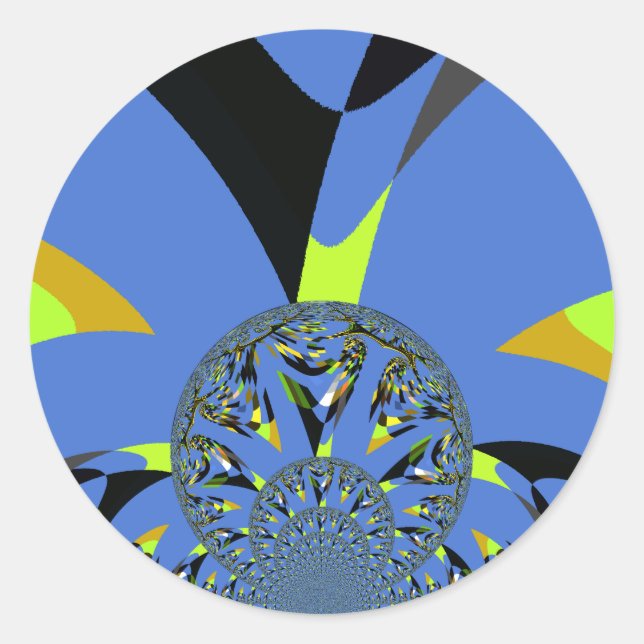 Pegatina Redonda Arcos de Guay con diseño de arte fractal (Anverso)