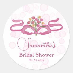 Pegatina Redonda Arcos y Ramilletes Florales Bridal Shower Bar de F
