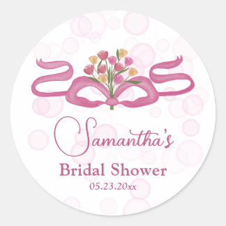 Pegatina Redonda Arcos y Ramilletes Florales Bridal Shower Bar de F