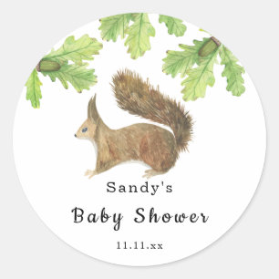Pegatina Redonda ardilla - Baby Shower