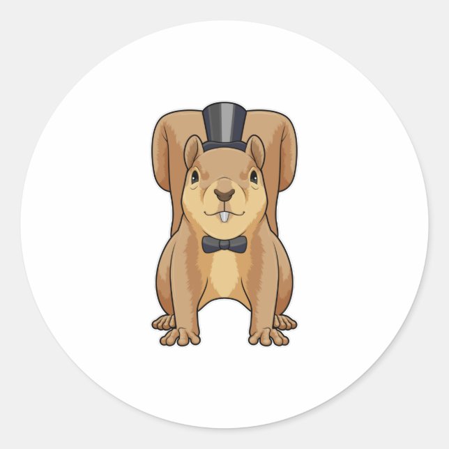 Pegatina Redonda Ardilla como novio con traje (Anverso)