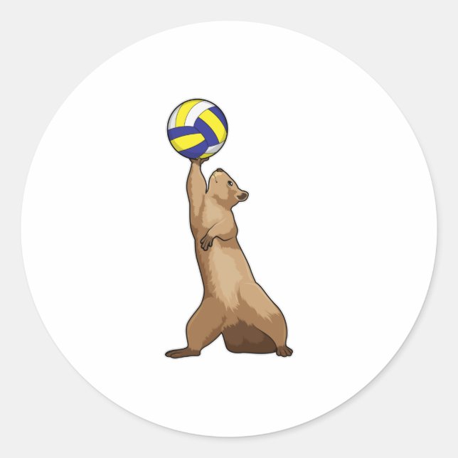Pegatina Redonda Ardilla con voleibol (Anverso)