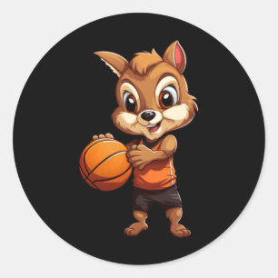 Pegatina Redonda ardilla de baloncesto