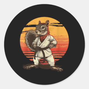 Pegatina Redonda Ardilla de Judo Atardecer Taekwondo Karate MMA Ard