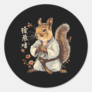 Pegatina Redonda Ardilla de Karate Artes Marciales Kickboxing Judo