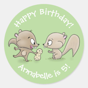 Pegatina Redonda Ardillas marrones compuestas de un personalizado d