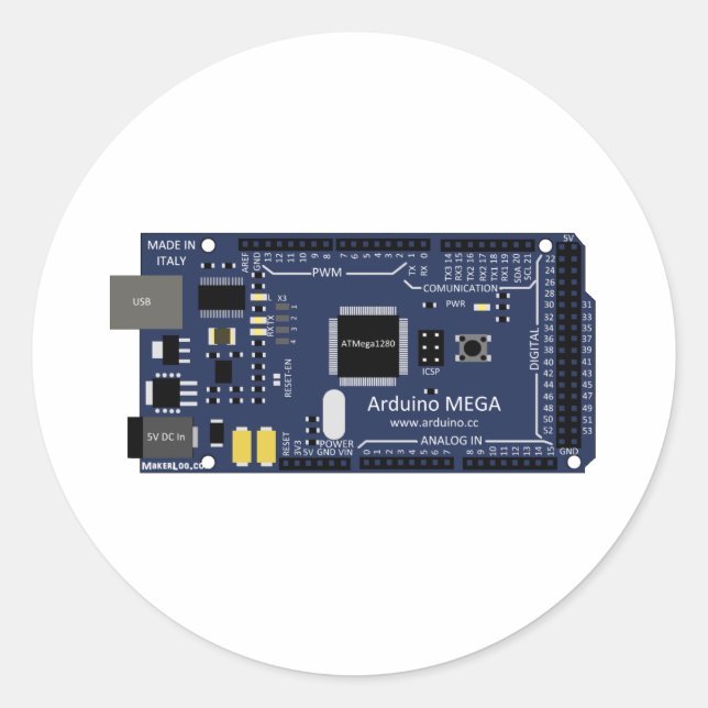 Pegatina Redonda Arduino Mega (Anverso)