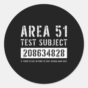 Pegatina Redonda Área 51 Ensayo Asunto 4828 Hallowee de secuestro d