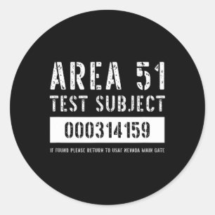 Pegatina Redonda Área 51 Ensayo Sujeto Secuestro Alien Cos Hallowee