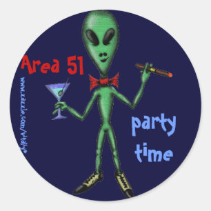 Pegatina Redonda Área 51 gracioso fiesta alienígena personalizado p