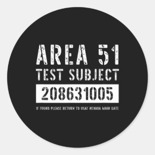 Pegatina Redonda Área 51 Prueba Asunto 1005 Hallowee de secuestro d