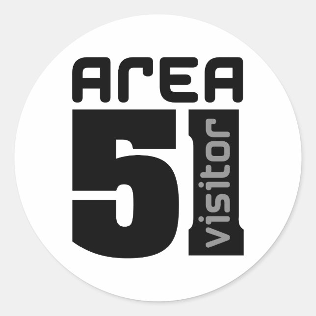 Pegatina Redonda Área 51 Visitante para extranjeros (Anverso)