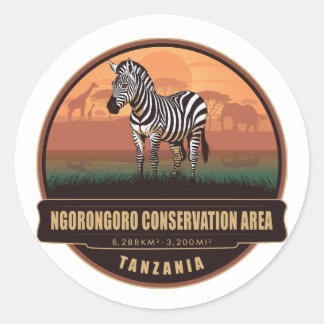 Pegatina Redonda Área de Conservación de Ngorongoro, Tanzania