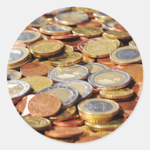 Pegatina Redonda Área de monedas de euro