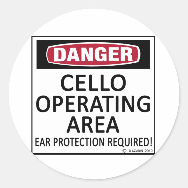 Pegatina Redonda Área de operación Cello (Anverso)