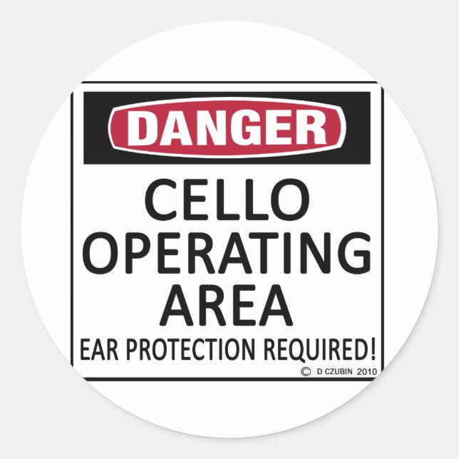 Pegatina Redonda Área de operación Cello (Anverso)
