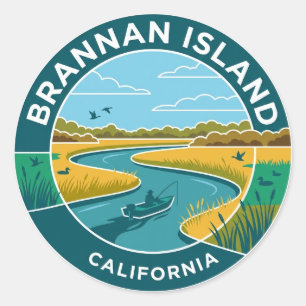 Pegatina Redonda Área Recreativa Estatal Isla Brannan California