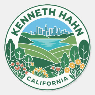 Pegatina Redonda Área Recreativa Estatal Kenneth Hahn California
