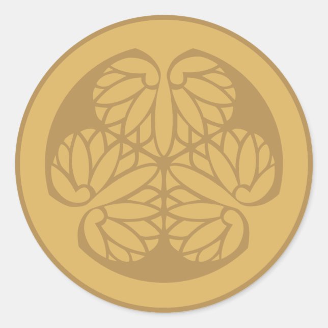 Pegatina Redonda Arena de cresta mon japonesa de Tokugawa Aoi (Anverso)