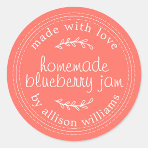 Pegatina Redonda Arenque de coral casero rústico