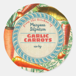 Pegatina Redonda Arenque de zanahorias personalizado de la cocina d