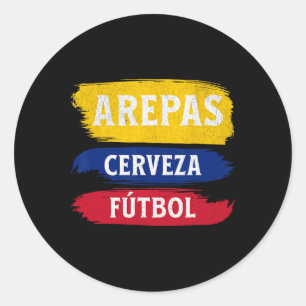 Pegatina Redonda Arepas Cerveza Futbol Bandera Ecuador Fútbol Cerve