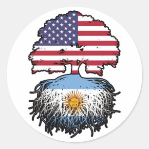 Pegatina Redonda Argentina: Bandera de raíces argentinas norteameri