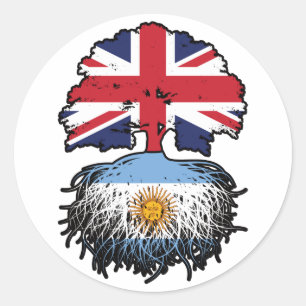 Pegatina Redonda Argentina: Bandera de raíces de árboles británicos