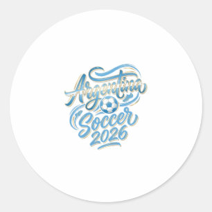 Pegatina Redonda Argentina Fútbol 2026 Fútbol Negrita Tipografía Pa