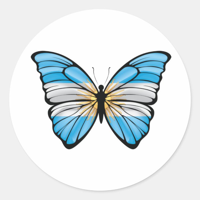 Pegatina Redonda Argentina Hypolimnas Butterfly (Anverso)