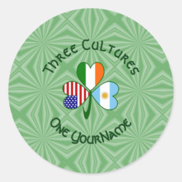 Pegatina Redonda Argentina Irlanda Estados Unidos Bandera Shamrock 
