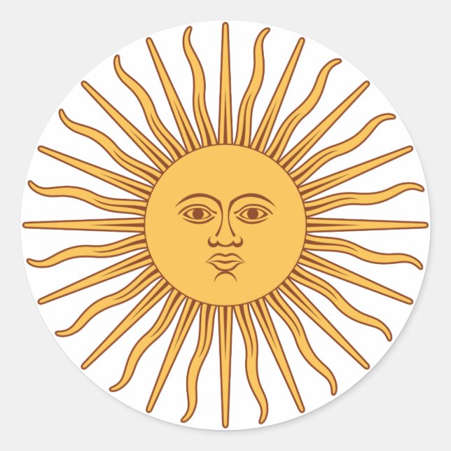 Pegatina Redonda Argentina Sol de Mayo (Anverso)