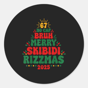 Pegatina Redonda argot adolescente Gen Z Navidad 2025 Meme Brainrot