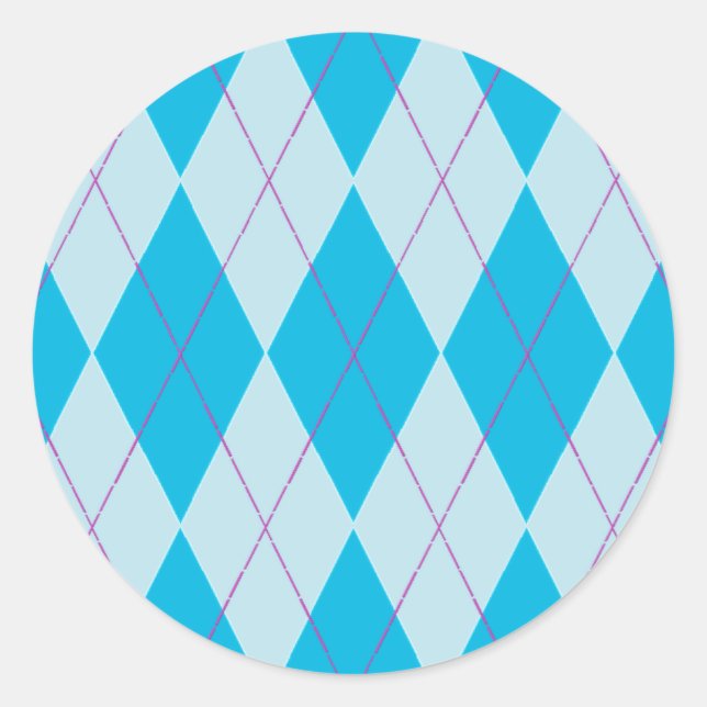Pegatina Redonda Argyle azul (Anverso)