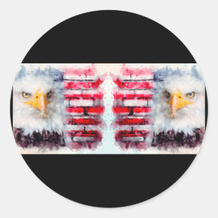 Pegatina Redonda ArhSalamander Watercolor USA Mug 3