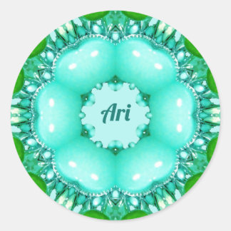 Pegatina Redonda ARI ~ Modelo fractal abstracto brillante ~